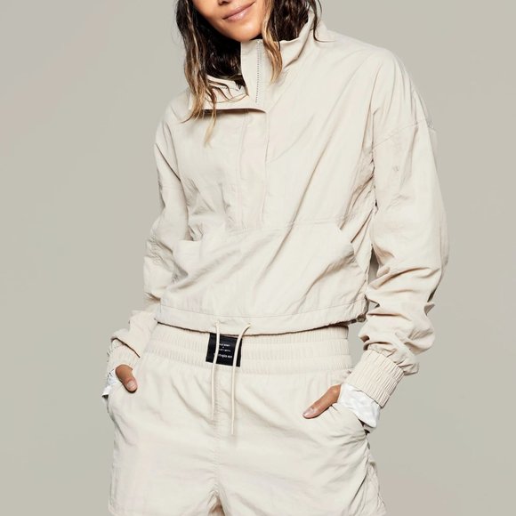 Sweaty Betty Jackets & Blazers - Sweaty Betty x Halle Berry Leticia Track Parka Jacket (Beige) XL
